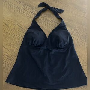Lands' End Black Halter Swim Top